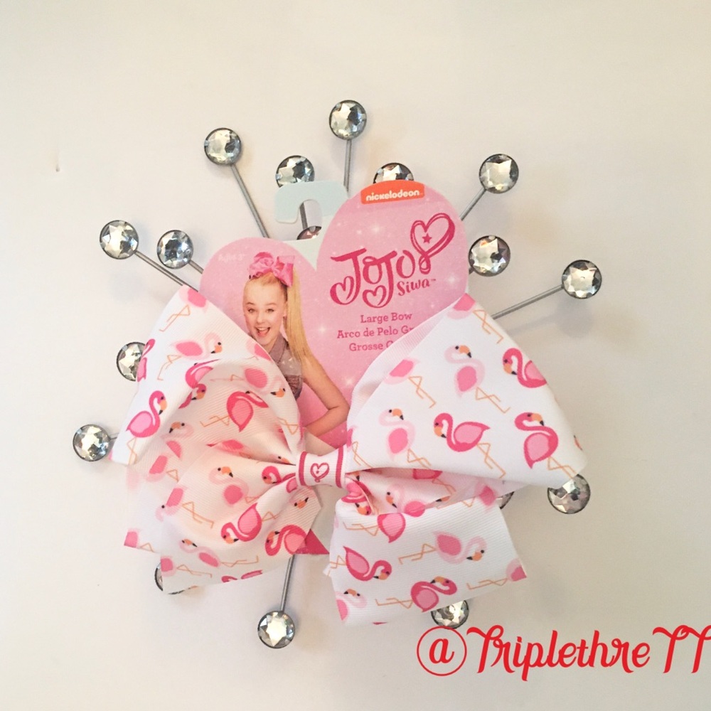Jojo Siwa White Flamingo Cheer Bow NWT
